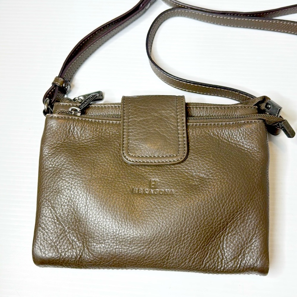 Hexagona Paris Brown Leather Crossbody Bag